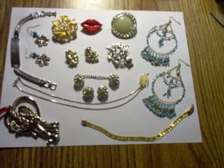 Vintage and Mod Mixed Jewelry Lot Rhinestone and More