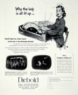 1947 Ad Diebold Light Line Record Keep Microfilm Vault Alarm Metal