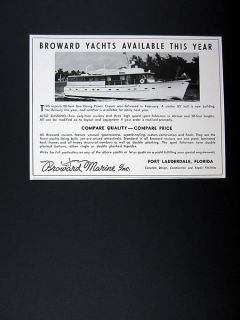 Broward Marine 80 ft Sea Going Power Cruiser Yacht 1958 Print Ad