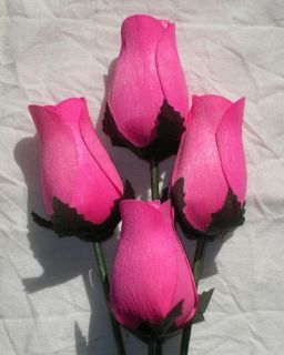 One (1) Dozen Scented Long Stem Wooden Pink Roses