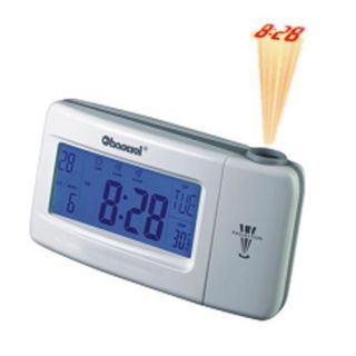 Digital Projection Dual Alarm Clock Voice LCD Grey 98