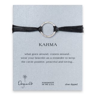 Dogeared Large Karma Sterling Black Linen Bracelet