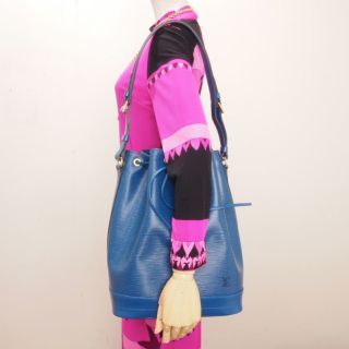  VUITTON Blue Epi Noe Large Drawstring Bucket Bag M44005 Mint Handbag