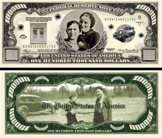 BONNIE AND CLYDE GANGSTER DOLLAR BILL (2/$1.00)