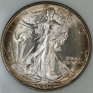 1942 s Walking Liberty Half Dollar Coin Gem BU