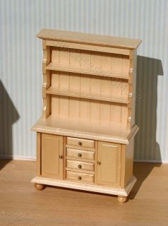 dollhouse miniature light wood buffet with working drawers and doors