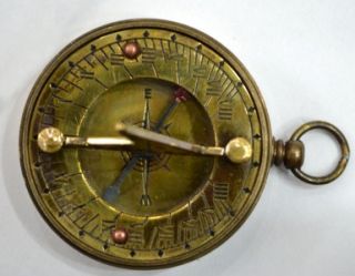 Dollond London Pocket Sundial Compass, Antique Brass Finish, Brass