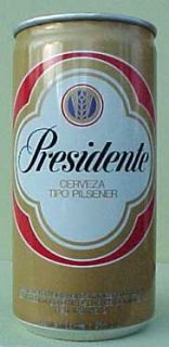 Presidente Cerveza Tan 10oz Beer Can Dominican Republic