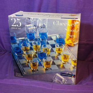 25 PC Luminarc Shot Glass Chess Set Board Drinking Game