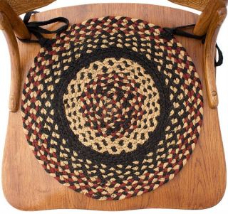 Braided Chair Pads Wild Berry Black Primitive Country Dining Room