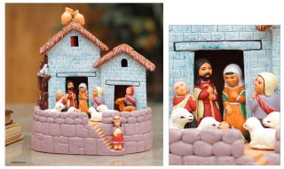 Holy Family~~Handmade Ceramic Nativity Scene Figurine~~Novica Peru
