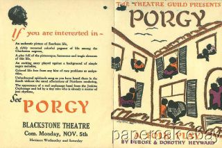 Original 1920s Production of Porgy by The Theatre Guild Chicago
