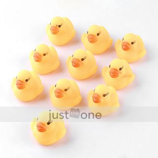  Children Bath Toy Cute Rubber Race Squeaky Duck Ducky Yellow