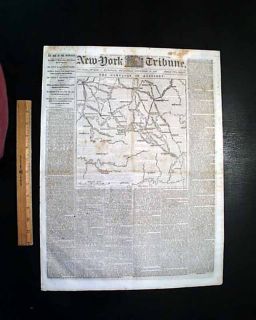 1862 Kentucky Civil War Map Old Newspaper Perryville Frankfort