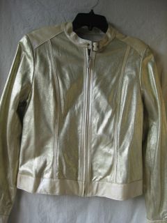 Doncaster Womens Size 8 Leather Gold Jacket Pre Owned