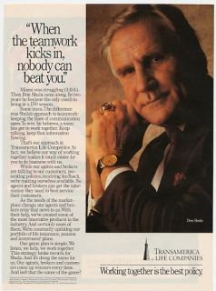 1989 Don Shula Transamerica Life Insurance Photo Ad
