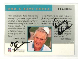 1992 Pro Line Portraits Don & Dave Shula auto autograph*25899