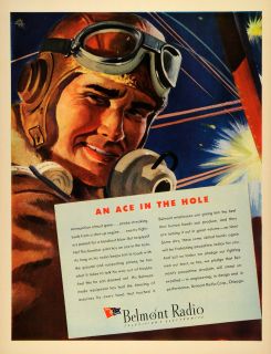 1943 Ad Chicago Belmont Radio Corp Electronics Bomber Pilot WW2 Combat