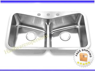 Stainless Steel Low Divide Kitchen Sink 16g Double Bowl