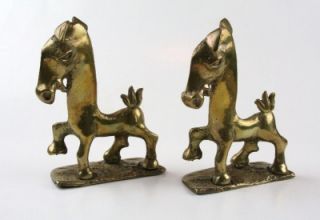 Vintage Brass Donkey Statues Pair of Quirky Unique Antique Book Ends