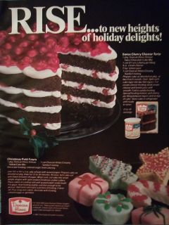 1983 Duncan Hines Swiss Cherry Cheese Torte Cake Petit Fours Recipe Ad