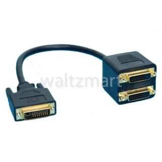 DVI D 24 1 Male to Dual 2X Female Y Splitter Video Adapter Cable Gold