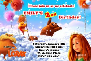 Dr Seuss The Lorax Movie Birthday Party Ticket Invitations Cat in The