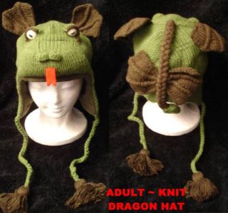 Adult Dragon Hat Knit Ski Cap Mens Womens Costume Delux