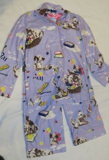  Nick Nora Purple Dog Puppy Dog Wash Flannel Pajamas Sz 8 Medium