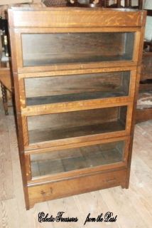 Mission Style Quarter Sawn Oak Barrister Bookcase Four Section w