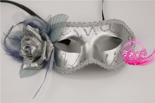 Silvery Rose Mardi Gras Carnival Venetian Costume Masquerade Party