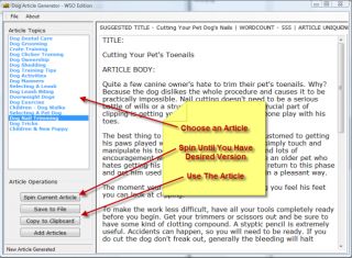 the dog article generator software comes preloaded with almost 30