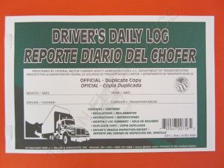 JJ Keller 631L Bilingual Driver’s Daily Log Book with Recap