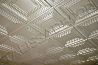  Faux Tin Ceiling Tile TD05 Pearl White Glue Up or Drop In
