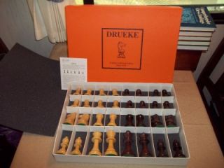 Drueke Chess Set in Box LARGE 4 King Weighted Felted VERY NICE