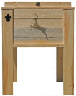  Rustic Wooden Ice Chest with Handles Drain and Bottle Opener