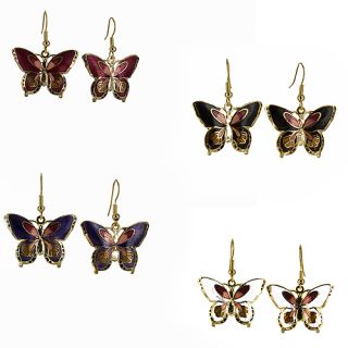 Cloisonne Butterfly Earrings w/ Hypoallergenic Backings – Ideal For