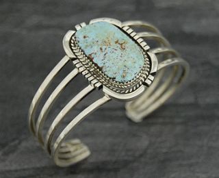  chris tom dry creek turquoise bracelet item br t382 navajo sterling