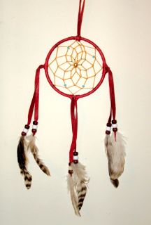 Dreamcatcher 4 Dia Hoop Authentic Native American Indian Burgundy 491