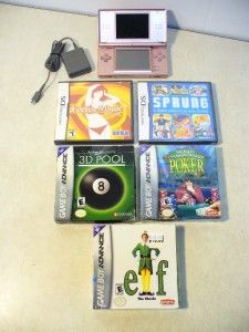 Nintendo DS Lite + AC Power Adapter Two DS Games & 3 Game Boy Advanced
