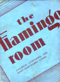 Flamingo Room Church Corners Menu E Hartford Ct 1930S