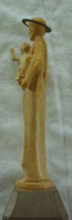 Carved Wooden Statue Mary Joseph Baby Jesus on Donkey