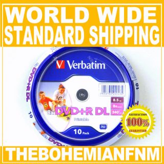 10 Verbatim Blank DVD R DL 8x 8 5GB Dual Layer Double Printable
