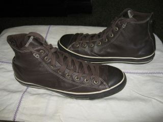 CHUCK TAYLOR BROWN LEATHER CONVERSE ALL STAR HI TOP SNEAKERS