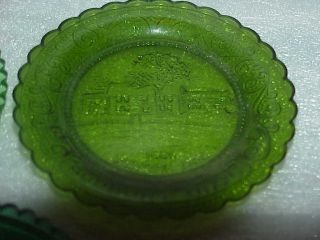  GLASS CO GREEN GLASS CUP PLATES  WAYSIDE INN, ROTCH JONES DUFF,NAUSET