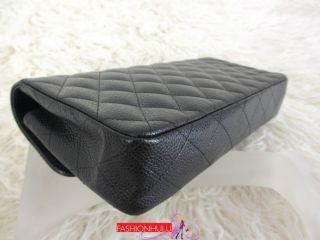 Authentic CHANEL Caviar Black East West Classic Flap Handbag