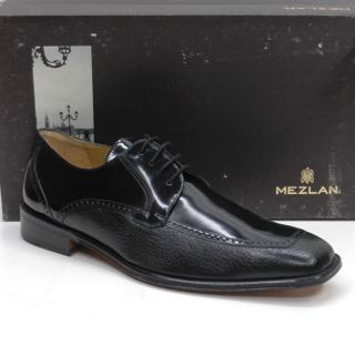 New Mezlan Spain Eastwood Black Sqaure Toe Blucher Oxfords Shoes Men 9
