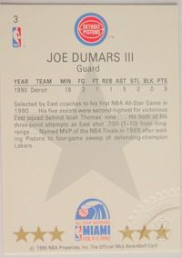 Joe Dumars 1997 98 Scoreboard Autographed Buyback 1990 91 Hoops 3 Auto
