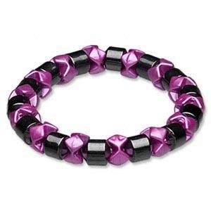 Hemalyke Bracelet Healing Magnetic Black Pink Stretch