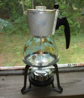  Douglas Percolator w Warming Base Pinecones w Gold Trim